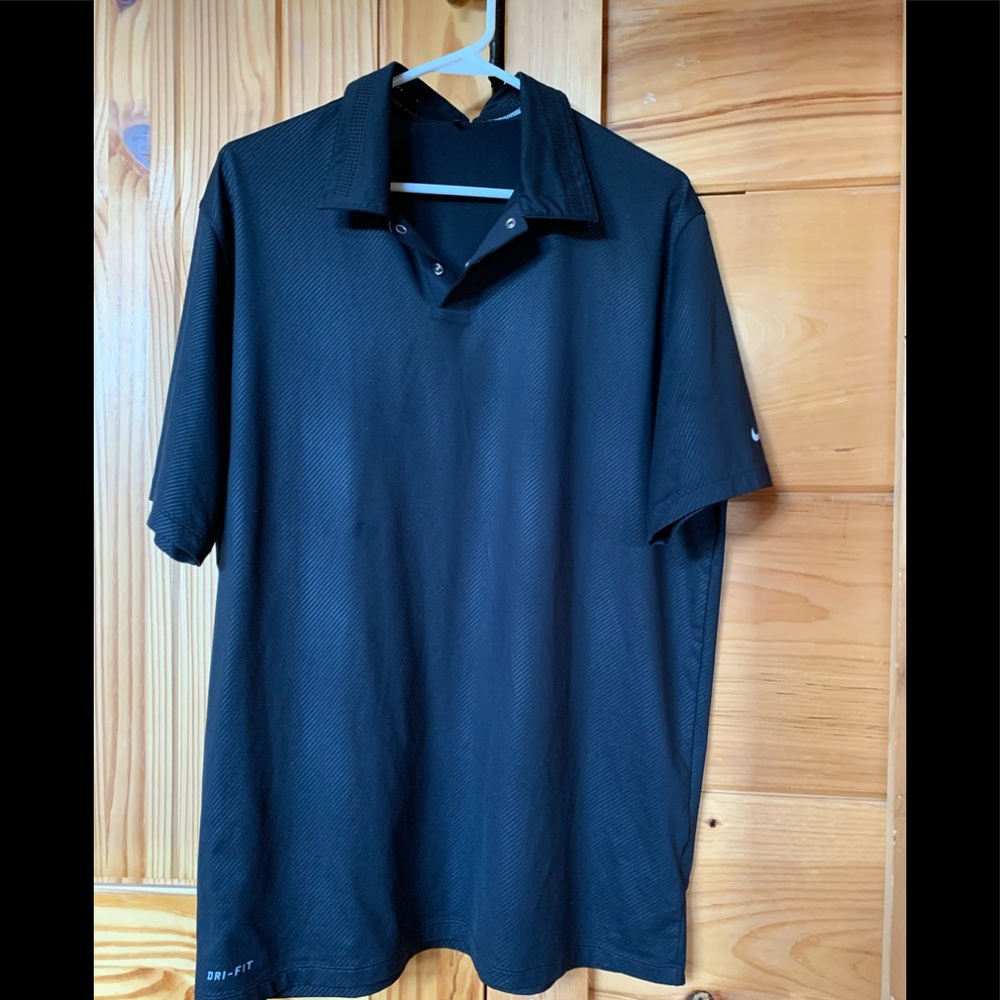 {TIGER WOODS} Nike golf shirt dri fit large black men’s